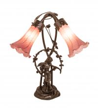 Meyda White 38267 - 17&#34; High Lavender Tiffany Pond Lily 2 Light Trellis Girl Accent Lamp