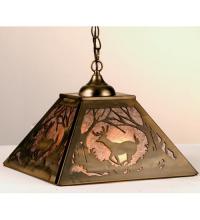 Meyda White 38690 - 16&#34;Sq Deer at Dawn Pendant