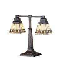 Meyda White 48204 - 20&#34;H Diamond Band Mission 2 Arm Desk Lamp