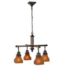 Meyda White 50363 - 26&#34;W Bungalow Frosted Amber 4 LT Chandelier