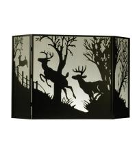 Meyda White 50971 - 62&#34;W X 40&#34;H Deer on the Loose Fireplace Screen