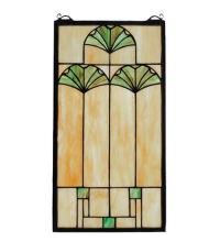 Meyda White 67787 - 11&#34;W X 20&#34;H Ginkgo Stained Glass Window