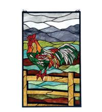 Meyda White 69398 - 19&#34;W X 31&#34;H Rooster Stained Glass Window