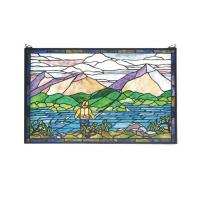 Meyda White 73649 - 30&#34;W X 19&#34;H Fly Fishing Stained Glass Window