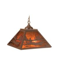 Meyda White 74032 - 16&#34; Square Canoe At Lake Pendant