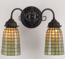 Meyda White 74056 - 14.5&#34; Wide Geometric Green 2 LT Wall Sconce