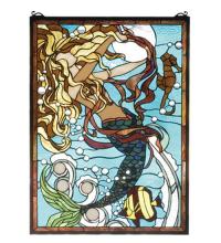 Meyda White 78086 - 19&#34;W X 26&#34;H Mermaid of the Sea Stained Glass Window