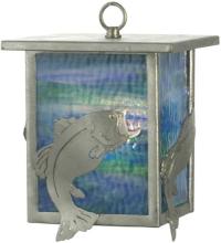 Meyda White 81118 - 8&#34;W Leaping Bass Lantern Mini Pendant