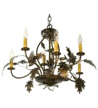Meyda White 81244 - 28&#34;W Oak Leaf & Acorn 6 LT Chandelier