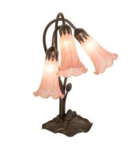 Meyda White 98715 - 16&#34; High Pink Tiffany Pond Lily 3 Light Accent Lamp