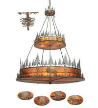Meyda White 99767 - 72&#34;W Wildlife at Pine Lake 2 Tier Inverted Pendant